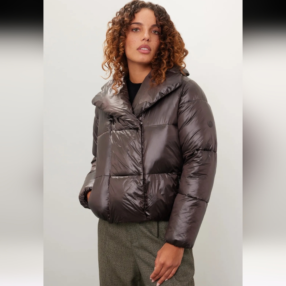 Save The Duck Ishya Brown Crop Puffer Jacket Size S - Picture 2 of 11